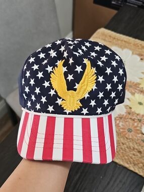 Patriotic Eagle Baseball Cap - Stars & Stripestage Cali-Fame MAGA Campaign Snap